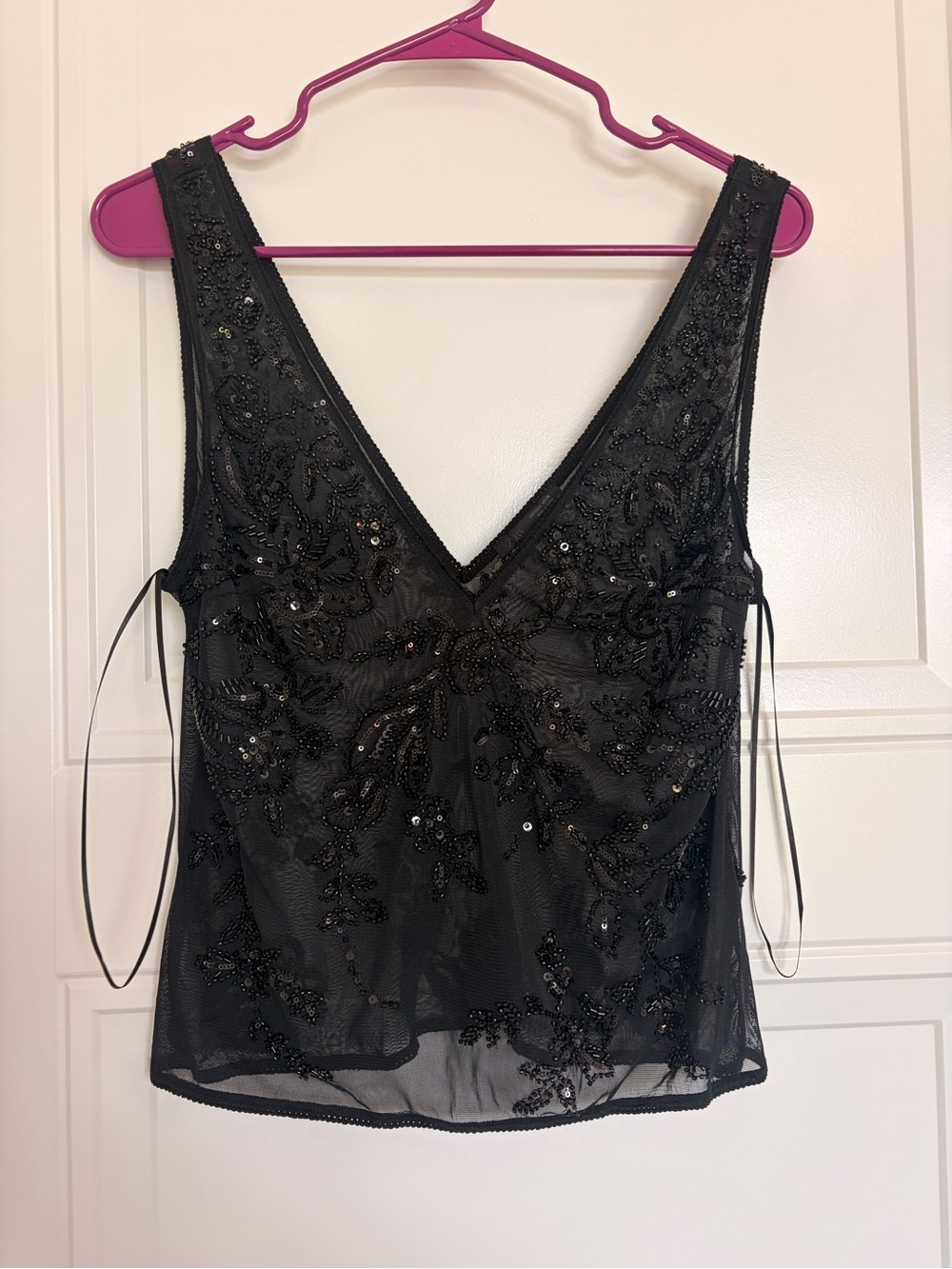 Zara Black Beaded V-Neck Camisole
